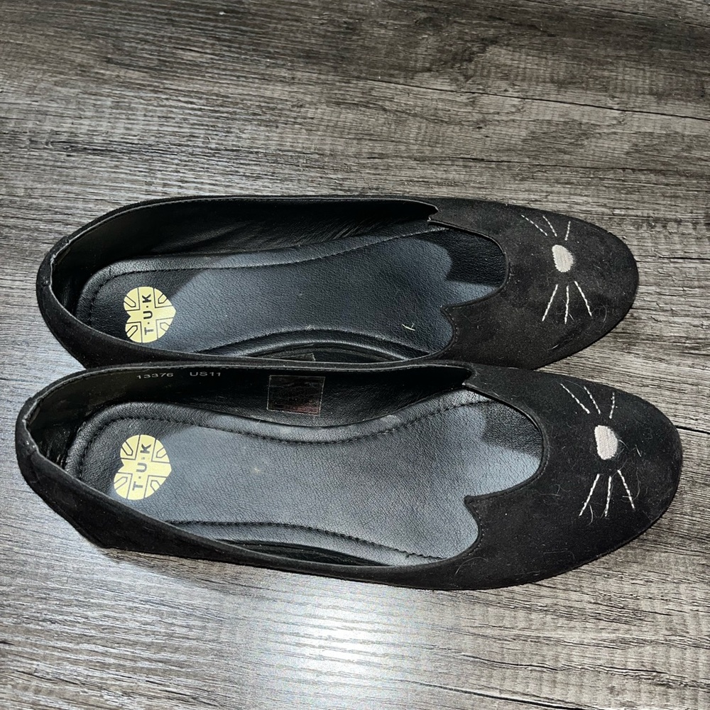 TUK SophistiKitty Cat Ballet Flats Black Punk US 11 UK 9